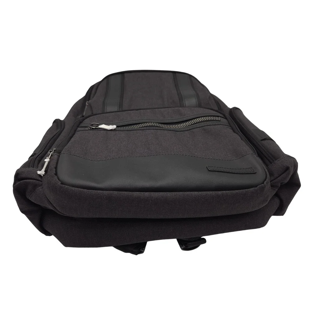 Brooks Brothers Grant Black‎ Canvas Backpack Plaid Lined Multi-Pocket Travel Bag